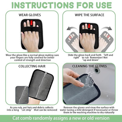 1 PCS Pet Hair Removal Glove w/ 2PCS Pet Combs,Electrostatic Gloves for Cats&Dogs Flea Comb,Dog Comb,Cat Comb,Brush for Shedding,Reusable Animal Fur Removal Tool for Couch,Furniture,Carpet,Curtain