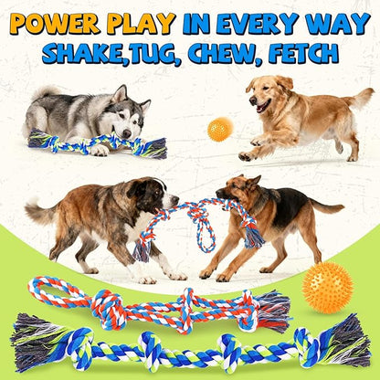 Tough Dog Toys for Aggressive Chewers – 3 Pack Tough Chew Toys for Large Dogs, Strong Rope Toys Ideal for Tug-of-War & Teeth Cleaning