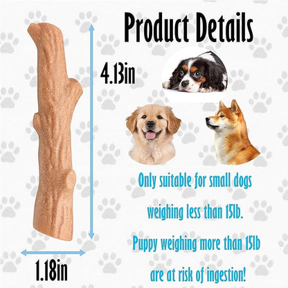 Puppy Teething Toys: Natural Puppies Chew Toys to Clean Teeth or Relieve Boredom - Suitable for Small Dogs 2-10lbs - 2 Pack Chicken Bone + Branch