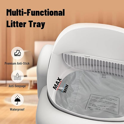 Large Automatic Litter Box Open Top, MeowWhimsy S7 Pro Self Cleaning Litter Box, App Control-No Scoop, Odor-Free, Extra Large Electric Kitty Litter-Boxes for Multi-Cat, Includes Pedal Mat, Bags