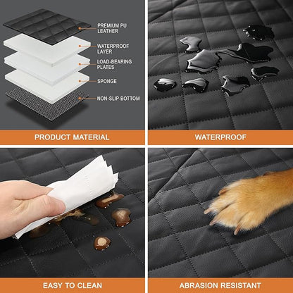 petizer Back Seat Extender for Dogs - Upgraded Anti-Scratch PU Leather, Hard Bottom Dog Car Seat Cover, Waterproof Dog Car Hammock, Backseat Pet Protector, Detachable Seat Covers for Car, SUV, Truck