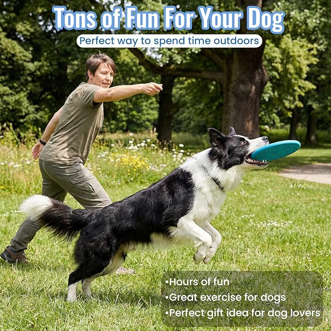 TPR Rubber Indestructible Dog Flying Disc, Soft Bite Resistant Frisbee, Floating Interactive Fetch Toy for Small/Medium/Large Dogs Outdoor Beach Pool Play