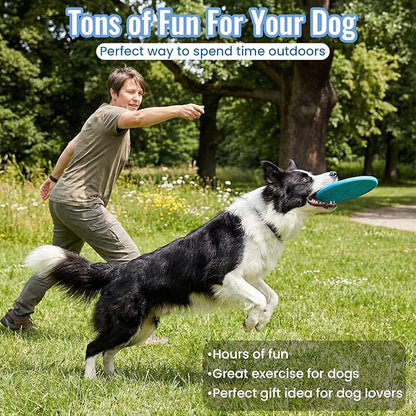 TPR Rubber Indestructible Dog Flying Disc, Soft Bite Resistant Frisbee, Floating Interactive Fetch Toy for Small/Medium/Large Dogs Outdoor Beach Pool Play