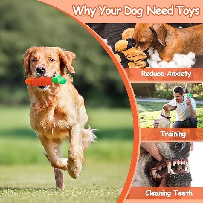 Tough Dog Toys for Aggressive Chewers with Squeaky, Indestructible Dog Chew Toys for Medium and Large Breeds to Keep Them Busy, Interactive Durable Dog Toy