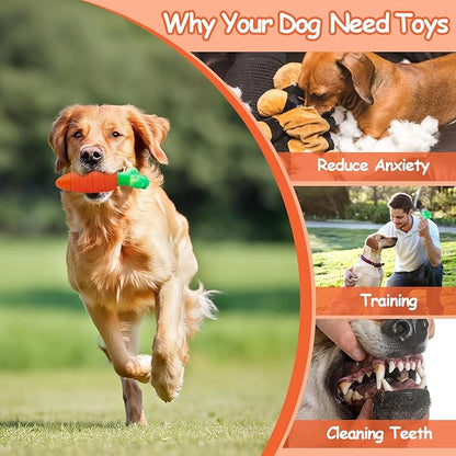 Tough Dog Toys for Aggressive Chewers with Squeaky, Indestructible Dog Chew Toys for Medium and Large Breeds to Keep Them Busy, Interactive Durable Dog Toy