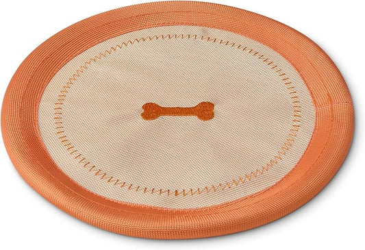 Amazon Basics Dog Flying Disc, Interactive, Durable, Water Floating Dog Frisbee, 2 Pack, 9.53“, Beige/Orange