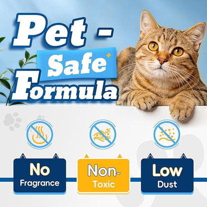 Crystal Cat Litter with Powerful Odor Control, Non-Clumping, Lasts Up to 4 Months, 17.2lb, Rapid Water Absorption, Unscented & Low Tracking Lightweight Blue & White Silica, 4 Pack of 4.3lb