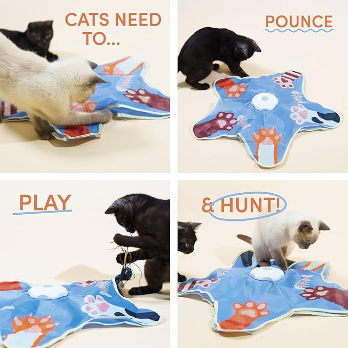 Interactive Cat Toy for Indoor Cats – Motion-Activated Hunting Toy | Interchangeable Tails & Bird Sound On/Off | Paw Paw by Jeanne