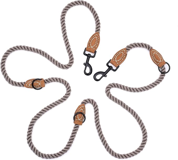 Mile High Life Dual Dog Leash - Double, 360 Swivel, Hands Free, Leather Tailored Connection for Two Dogs (Camel, 8FT)