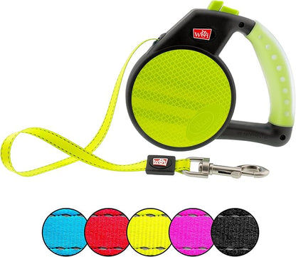 Wigzi Reflective Gel Retractable Leash, Yellow, Large