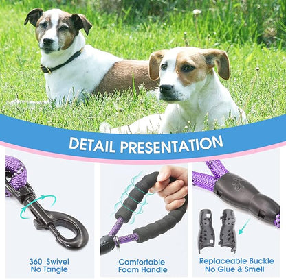 BAAPET 2/4/5/6 FT Dog Leash with Comfortable Padded Handle and Highly Reflective Threads for Small Medium and Large Dogs (2FT-1/2'', Purple)