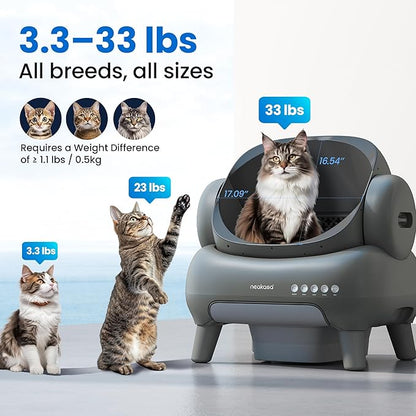 Neakasa M1 Plus Bundle Self-Cleaning Automatic Cat Litter Box, Large Open-Top Design, Odor Control, Smart App Tracking, Multi-Cat Support, Safety Sensors, 4 Rolls Refill Bags Included