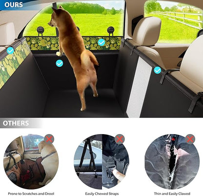 Dog Car Seat Cover for Back Seat with Support Rods, Waterproof Car Seat Cover for Dogs, Backseat Extender for Dogs in Car with Door Protectors, Thickened and Scratch-Resistant, Non-Slip