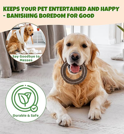 Tough Dog Chew Toy for Aggressive Chewers, Indestructible Beef Flavor Nylon Bone, Durable Dental Toy for Teeth Cleaning & Anxiety Relief, for Small Medium Large Dogs, Keep Them Busy (Brown-O)