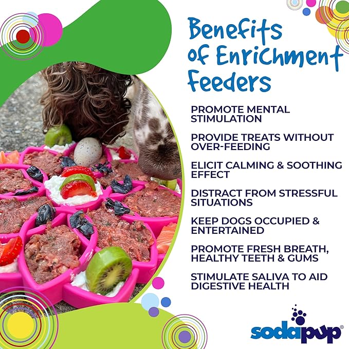 SodaPup Mandala eTray – Durable Slow Feeder Tray Made in USA from Non-Toxic, Pet-Safe, Food Safe Material for Mental Stimulation, Calming, Avoiding Overfeeding, Slow Eating, Healthy Digestion & More