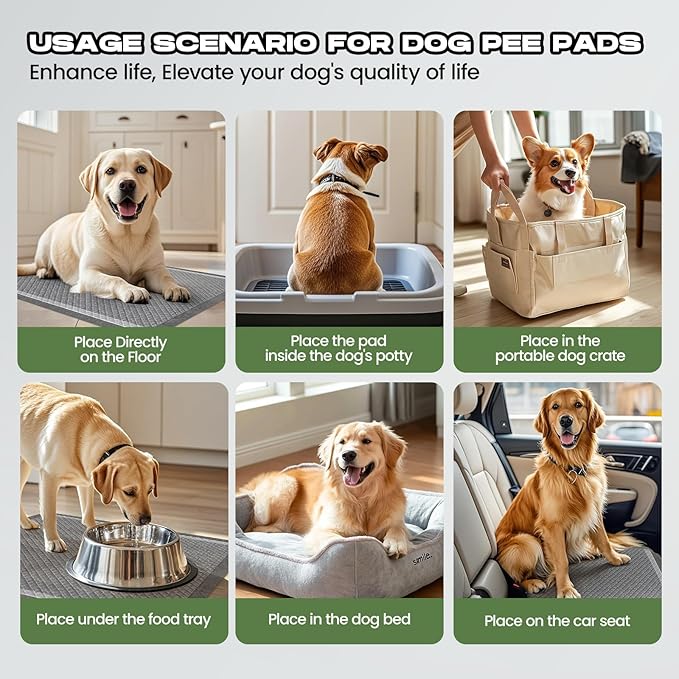 Dog Pee Pads for Dogs XXL 30"x36" Charcoal Puppy Pads 50 Counts Extra Large Disposable Activated Carbon Super Absorbent Full Edge-Wrapping Odor-Control Training Pads with Adhesive Tabs