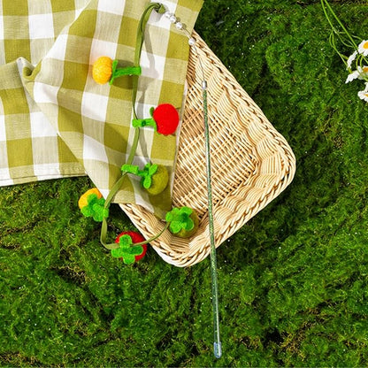 Cat Teaser Fruit-Shaped Squeaky String with Catnip Bells Tomatoes Persimmons Shapes Hangable for Interactive Play Soft Chew Toy Pet Accessories (Fruit String 2pcs)