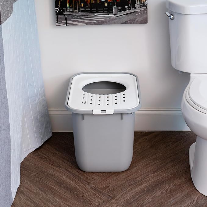 IRIS USA Large Cat Litter Box Top Entry with Lid, Enclosed Litter Box with Litter Catching Lid & Scoop, Covered Cat Litter Box Enclosure for Privacy, High Sided, Gray/White