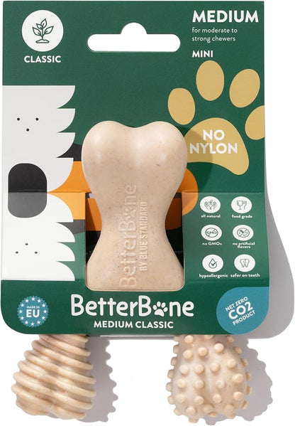 BetterBone - Medium Density - Ideal for Moderate to Strong Chewers - All-Natural, Nylon-Free Dog Chew Toys - Non-Toxic, Promotes Dental Health, Splinter-Resistant, Sustainably Made