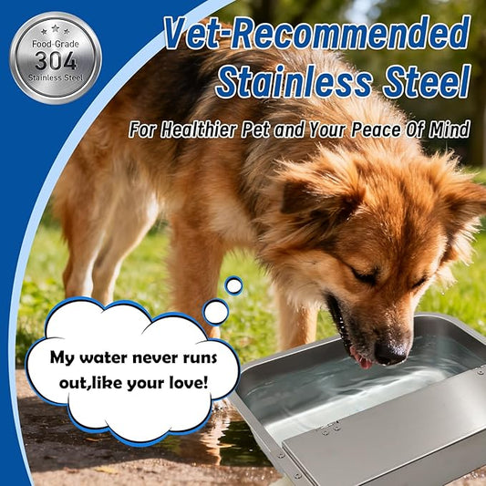 Automatic Dog Water Dispenser,Stainless Steel Water Bowl for Outdoor,Large Animal Drinking Water Bowl with Auto Self Filling for Livestock.(2.5Gallon)