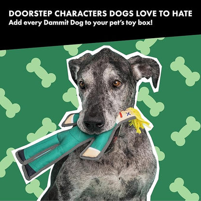 Dammit Doll Squeaky Dog Chew Toy - The Tax Man - Funny Doorstep Intruders for Pets Who Protect the Yard - Durable Ballistic Nylon Piping, Soft & Barkably Satisfying