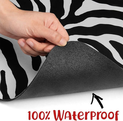 DogBuddy Waterproof Pet Mat - Ultra Absorbent, Nonslip for Dog Food and Water, Machine Washable (Large, Zebra)