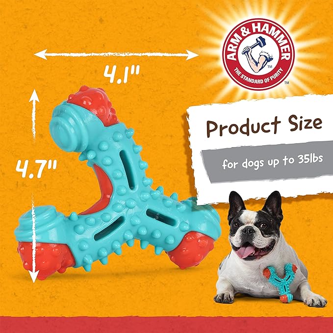 Arm & Hammer for Pets Nubbies Wishbone Dog Dental Toy| Best Dog Chew Toy for Moderate Chewers | Dog Dental Toy Helps Reduce Plaque & Tartar | Chicken Flavor Baking Soda (Pack of 2)