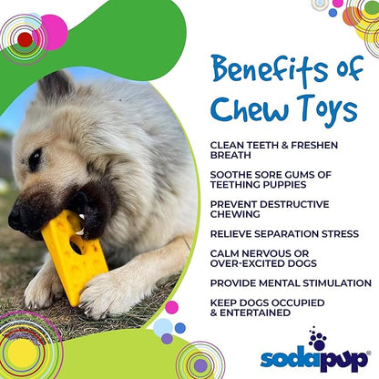 SodaPup Swiss Cheese Wedge – Durable Dog Chew Toy Made in USA from Non-Toxic, Pet Safe, Food Safe Nylon for Mental Stimulation, Clean Teeth, Fresh Breath, Problem Chewing, Calming Nerves & More