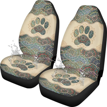 Dog Paw Car Seat Cover, Non-Slip Auto Front Seat Covers Automobile Seats Protectors Car Accessories for Vehicle, Cars, Sedan, Truck, SUV, Van