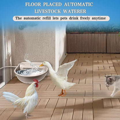 Automatic Dog Water Dispenser with Drain Hole & Drain Valve, Stainless Steel Auto Dog Water Bowl with 2 Float Valves, Hose Quick Connect Fitting, for Livestock, Chicken, Horse (3 Gallons)