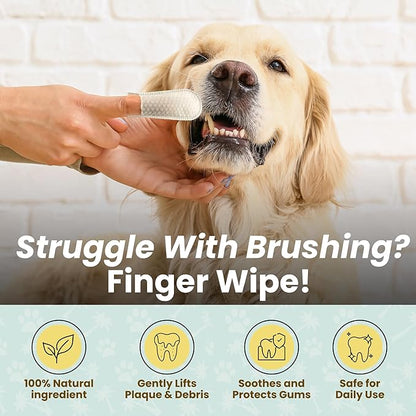 Dog Teeth Cleaning Wipes Ear Nose Paws Fur Cleaner Pure Coconut Oil 1 Pack of 50