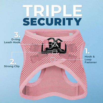 Best Pet Supplies Voyager Step-in Air Harness - All Weather Mesh, Reflective, No Pull Harness for Dogs, Cats - Secure with Hook & Loop Fastener, Buckle, Double D-Rings - Pink, M