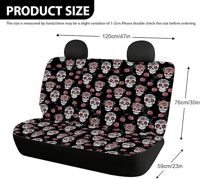 AFPANQZ Skull Design Cloth Back Seat Cover Non-Slip Interior Protective Cover Non Slip Car Rear Seats Dog Seat Covers Durable Scratch-Proof Protector for Pet Fur and Mud