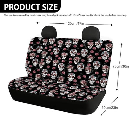 AFPANQZ Skull Design Cloth Back Seat Cover Non-Slip Interior Protective Cover Non Slip Car Rear Seats Dog Seat Covers Durable Scratch-Proof Protector for Pet Fur and Mud