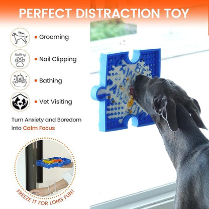 HowGo Puzzle Slow Feeder Lick Mat for Dogs, 38+ Suction Cups | Non-Slip Heavy Duty Maze Enrichment Bowl BPA-Free Silicone | Reduce Boredom Anxiety Free Combination (1PC, Blue)