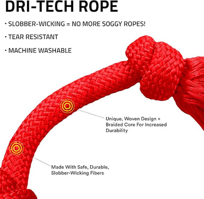 Playology Dri Tech Rope Medium Chew Toy, Peanut Butter & Beef, 2-Pack