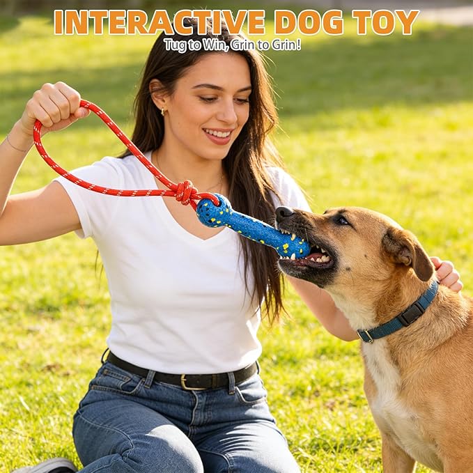 KOOLTAIL Floating Dog Pool Toys, Tough Interactive Water Fetch Bumpers with Durable Rope for Small Medium Large Dogs, 2 Pack Bright Dog Chew Toys Summer Outdoor Training Teething, Yellow&Blue