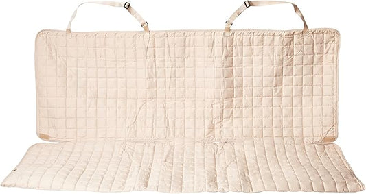Elegant Comfort Quilted%100 Waterproof Premium Quality Bench Car Seat Protector Cover (Entire Rear Seat) for Pets - Ties to Stop Slipping Off THE Bench, Beige