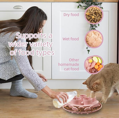Puzzle Feeder Mat, Slow Feeder for Good Cat Eating Habits, Interactive Cat Toys, Pink