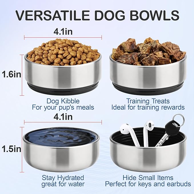 KEWIXY Insulated Dog Travel Water Bottle with Detachable Bowls, 3 in 1 Portable Dog Water Bottle Dispenser, Dog Accessories for Walking, Hiking, Camping, Outdoor (Black, 32 Oz)
