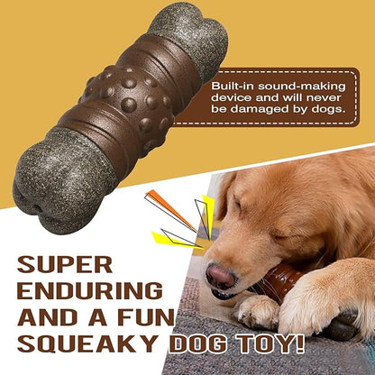 Dog Chew Toys for Aggressive Chewers, Indestructible Tough Squeaky Interactive Dog Toy, Dog Grinding Teeth Mentally Stimulating Chew Toy for Medium/Large Dogs