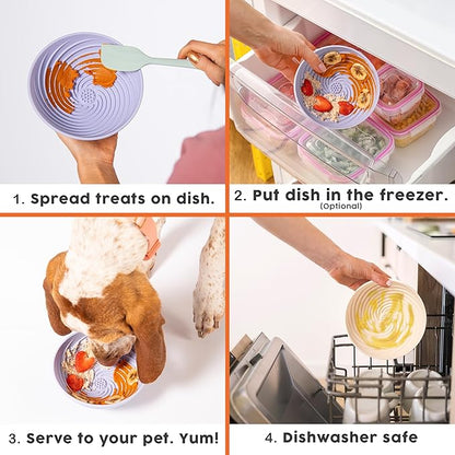 Awoo Wobbowl - Silicone Dog Lick Mat and Slow Feeder Bowl - Dishwasher Safe Pet Dish - Extends Mealtime for Fast Eaters & Reduces Anxiety - for Wet & Dry Food (Periwinkle)