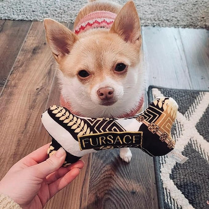 Haute Diggity Dog Fursace Bone, Plush Designer Dog Toys with Interactive Squeaker, Stimulating Pet Enrichment, Machine-Washable & Safe Materials for All Breeds, One Size