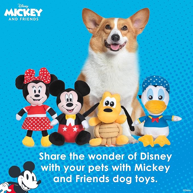 Disney for Pets Pluto Knotty Rope Pet Toy with Squeaker, 9 Inch | Squeaky Dog Toys for Pets | Rope Tug Toy for Dogs Inspired by Pluto of Mickey and Friends