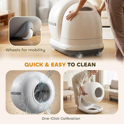 PawHut Automatic Litter Box, Self Cleaning Litter Box for Multiple Cats, 72L Extra Large, App Control, 2.4G WiFi, Odor & Noise Control, Safety Sensors, Deodorant Gel, Litter Mat, 1 Roll Garbage Bag