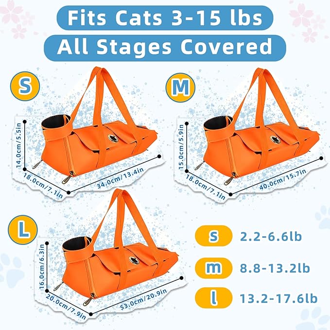 Waterproof Cat Grooming Restraint Bag - Anti-Scratching for Claw Care & Nail Trimming, Ideal for Cat Medical Examination (Pink, M)