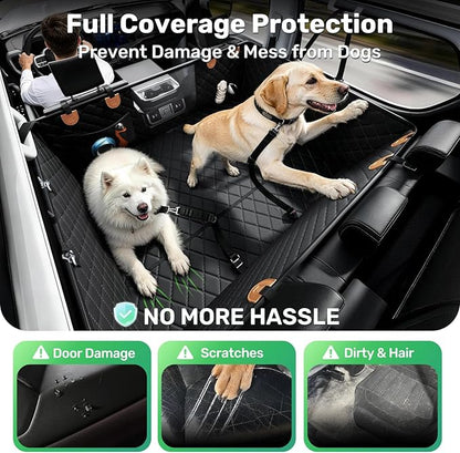 Zanch Heavy-Duty Dog Truck Seat Cover, Flat Solid Back Seat Extender for Multi Large Dogs, Hard-Base Supports 450 lb, Waterproof Hammock Protector, XL for Full-Size Crew Cab Trucks & SUVs, Orange