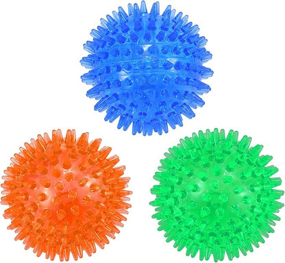 petizer 3-Pack 3.5” Squeaky Dog Toy Balls, Floating Dog Pool Balls, Spiky Dogs Balls Water Toys, Durable Interactive Fetch Toys for Puppy, Dog Chew Toys for Teething (3.5", Medium/Large Dog)
