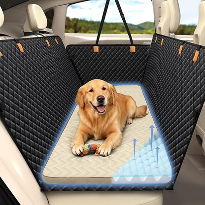 Lekereise Soft Dog Car Mat for Hard Bottom Seat Extender 53.9 x 18.1 inch- Waterproof Washable Dog Car Mat, Orthopedic Egg-Crate Foam Pet Bed, Fits Most Hard Bottom Dog Car Beds/SUVs/Trucks-Beige