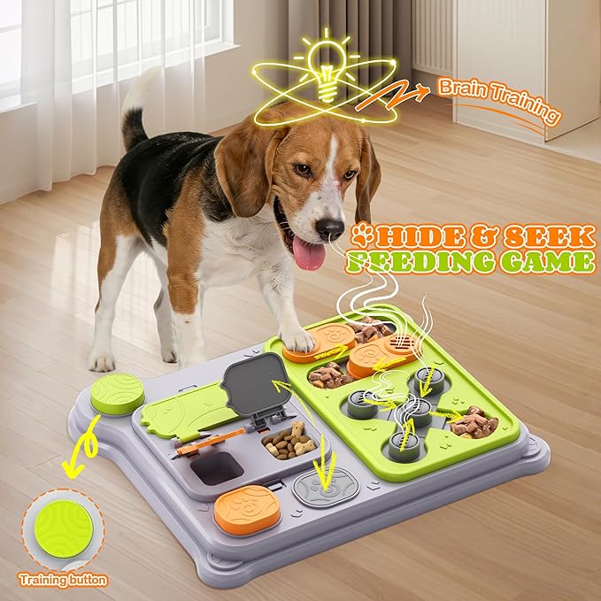Dog Puzzle Toy Slow Feeder, Interactive Dog Toys for IQ Training & Mental Stimulation, Easy Clean Detachable Tray Non-Slip Base, Enrichment Toys for Small Medium Dogs, Green